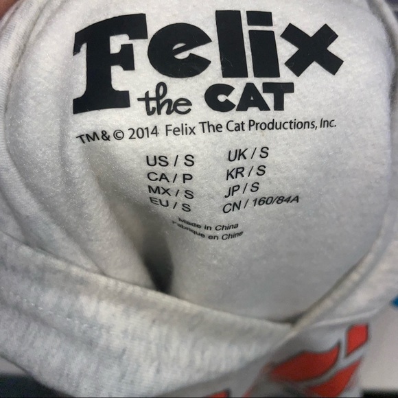 Felix the cat sleeveless grey hoodie size small - Picture 5 of 7